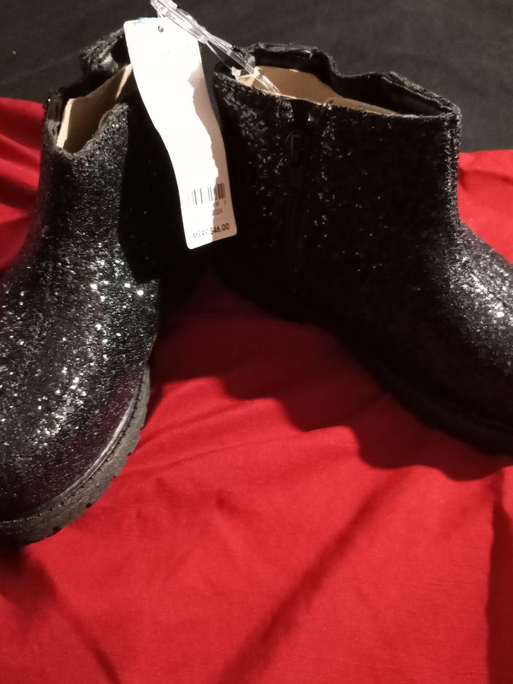 Carter's Black Glitter Ankle Booties for Girls